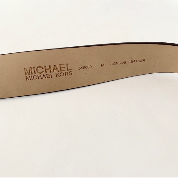 NWT MK gold tone logo genuine leather belt green - Picture 4 of 6